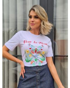 T-Shirt Malha Pour Les Fleurs Luzia Fazzolli