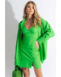 Vestido Tricoline Alabaster Verde