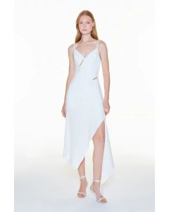 Vestido Mídi Recortes Com Amarração Off White Zen
