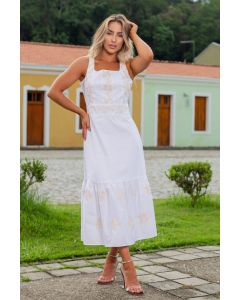 Cintia Branco Vestido Mídi Marie Mercié